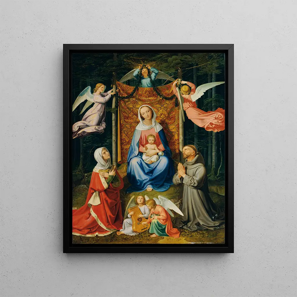 Waldesruhe Virgin and Child Saint Adelheid and Saint Francis - Joseph von Führich — framed artwork on a wall