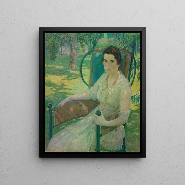 Molly Dougherty in the Orchard - Josephine Miles Lewis — framed artwork on a wall