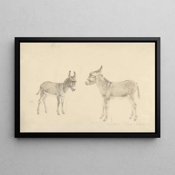 Two Donkeys - Josephus Augustus Knip — framed artwork on a wall