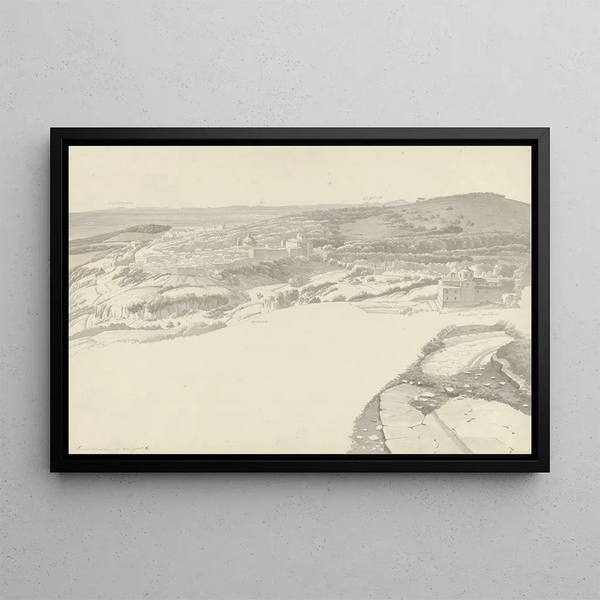 Vue d'Ariccia depuis Genzano - Josephus Augustus Knip — framed artwork on a wall