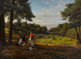 A pastoral landscape with figures sketching in the foreground - Josephus Laurentius Dyckmans — artwork view