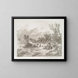 The Bolling Dam near Petersburg, Virginia - Joshua Shaw — framed artwork on a wall