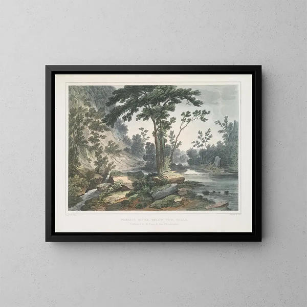 La rivière Passaic en dessous des chutes - Joshua Shaw — framed artwork on a wall