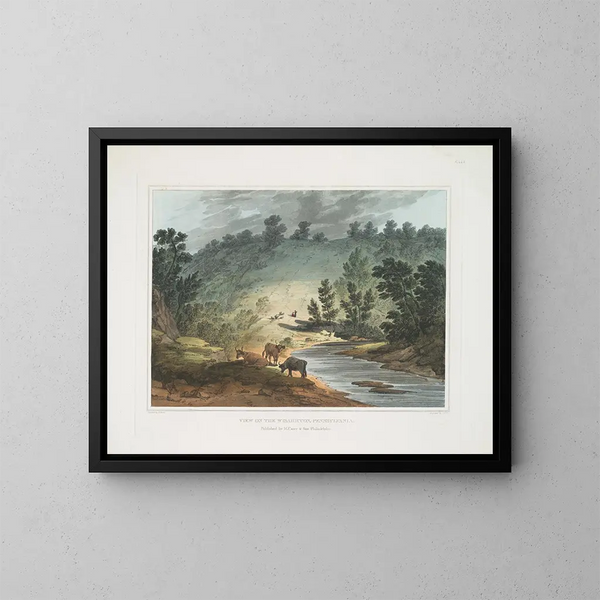 View of Wisahiccon, Pennsylvania - Joshua Shaw — framed artwork on a wall