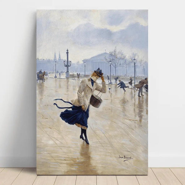 Reproduction of the painting of a windy day on Place de la Concorde - Jean Béraud