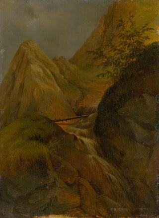 Mountain landscape painting with a waterfall - Józef Bożetech Klemens — artwork view