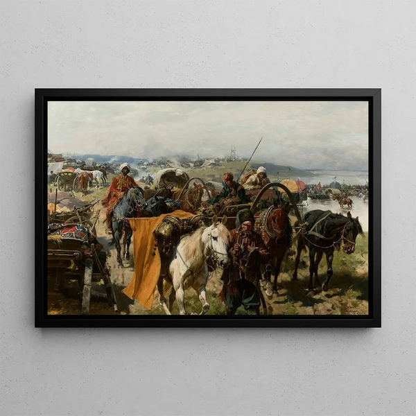 Camp zaporogue - Józef Brandt — framed artwork on a wall