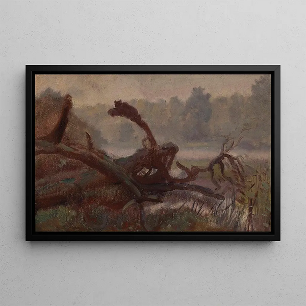 Chablis in Deep Forest, Sketch for a Painting - Józef Chełmoński — framed artwork on a wall