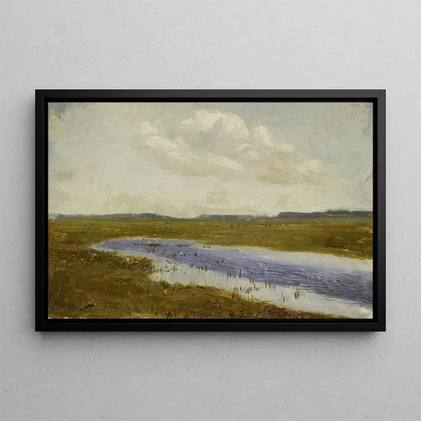Prairie with primroses, sketch - Józef Chełmoński — framed artwork on a wall