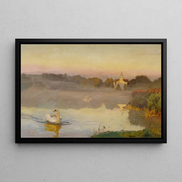 Pond at Radziejowice - Józef Chełmoński — framed artwork on a wall