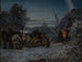 Sledge in front of a cabin at night - Józef Chełmoński — artwork view
