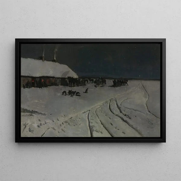 Winter Night in Ukraine - Józef Chełmoński — framed artwork on a wall