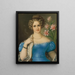 Portrait of a young woman in a blue dress - Jozef Ginovský — framed artwork on a wall