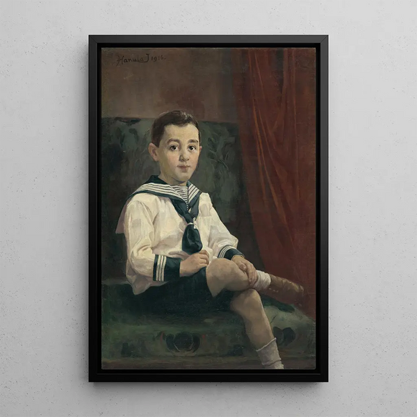 Boy in traditional clothes - Jozef Hanula — framed artwork on a wall