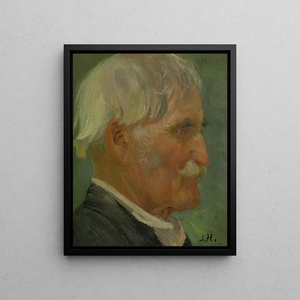 Head of an Old Man - Jozef Hanula — framed artwork on a wall