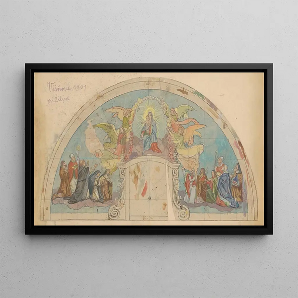 Madonna and Child, Wall Design of a Church in Viov - Jozef Hanula — framed artwork on a wall