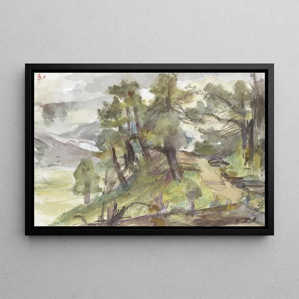 Landscape of Wooded Hills - Jozef Israëls — framed artwork on a wall