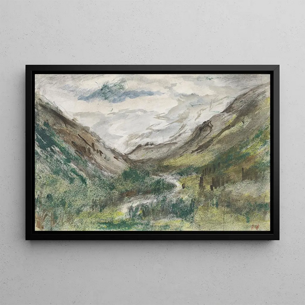 Valley with covered mountains - Jozef Israëls — framed artwork on a wall