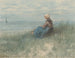 a woman sitting on a dune looking at the sea - Jozef Israëls — artwork view