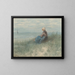 a woman sitting on a dune looking at the sea - Jozef Israëls — framed artwork on a wall