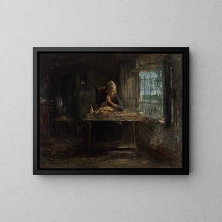 La Grâce avant les repas - Jozef Israëls — framed artwork on a wall