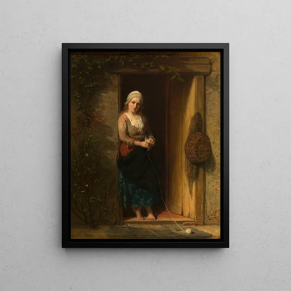 Ida, the fisherman's daughter at the door - Jozef Israëls — framed artwork on a wall