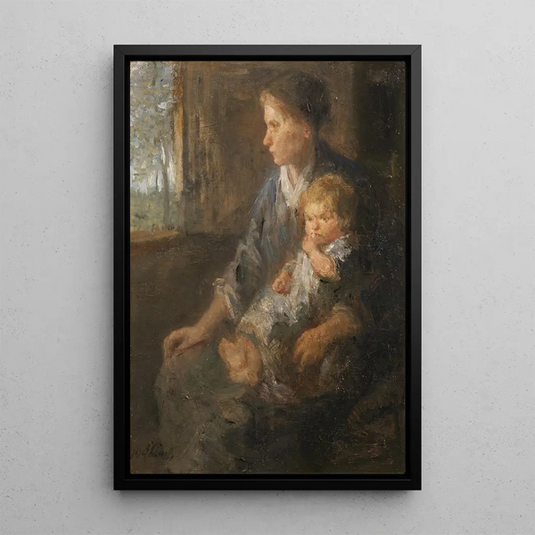On the mother's lap - Jozef Israëls — framed artwork on a wall