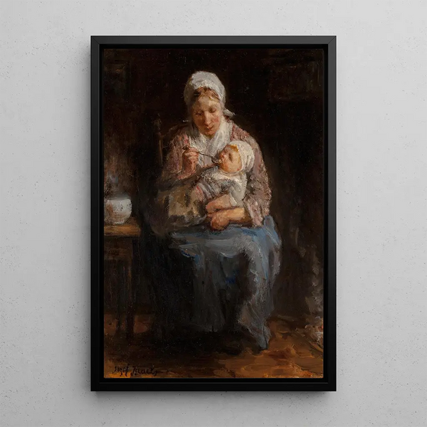 Sollicitude maternelle - Jozef Israëls — framed artwork on a wall