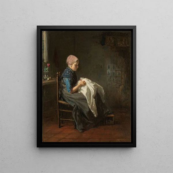 La petite couturière - Jozef Israëls — framed artwork on a wall