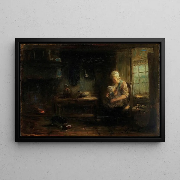 The young mother - Jozef Israëls — framed artwork on a wall