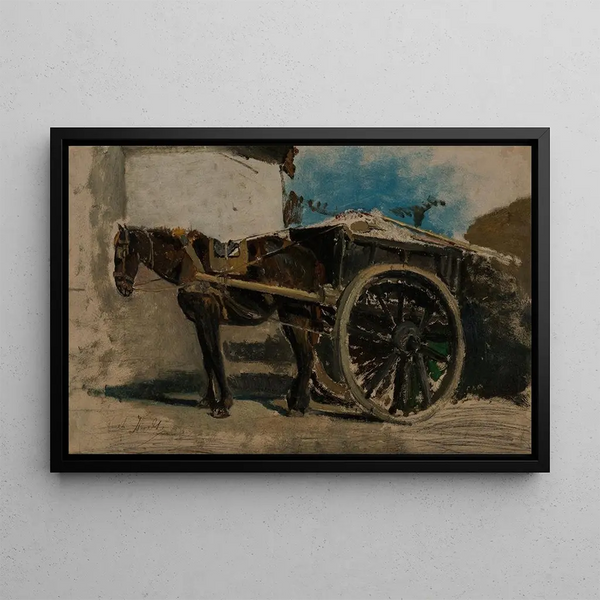 The horse-drawn cart - Jozef Israëls — framed artwork on a wall