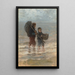 Two children paddling - Jozef Israëls — framed artwork on a wall