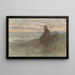 a seated woman on a dune near the sea - Jozef Israëls — framed artwork on a wall