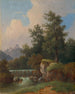 Landscape painting with castle and dam - Jozef Jon — artwork view