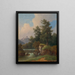 Landscape painting with castle and dam - Jozef Jon — framed artwork on a wall