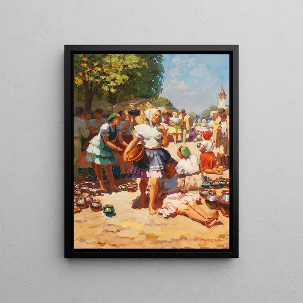 Market of Pottery - Jozef Teodor Mousson — framed artwork on a wall