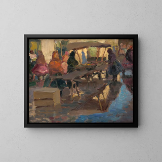 Study of a Market - Jozef Teodor Mousson — framed artwork on a wall