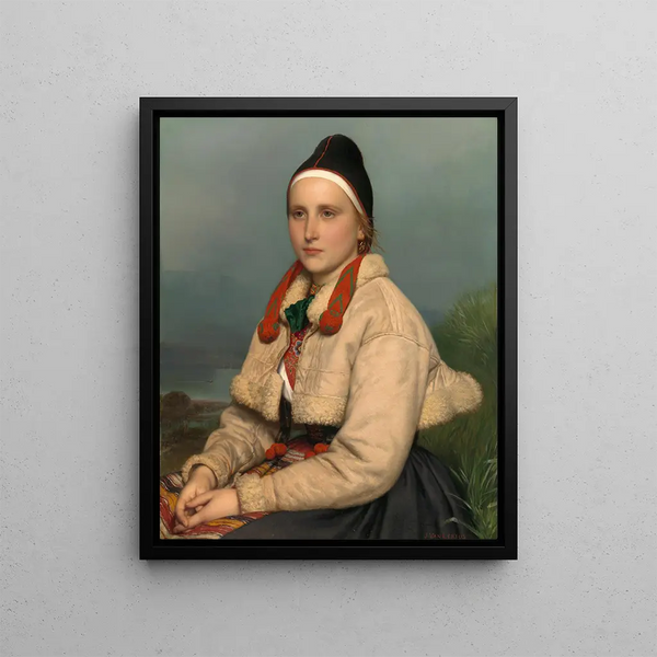 Fille de Dalarne - Jozef Van Lerius — framed artwork on a wall