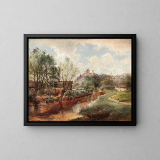 A summer day by the river - József von Molnár — framed artwork on a wall