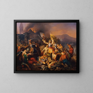 La reconquête d'Ofen des mains des Turcs en 1686 - József von Molnár — framed artwork on a wall