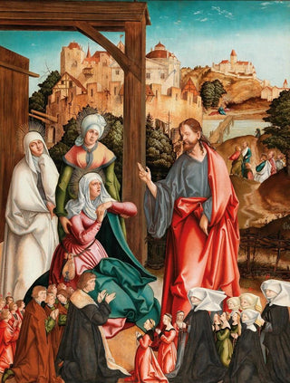 Jrg Breu The Elder - Christ taking leave of his Mother with a donor family kneeling in the foreground.webp