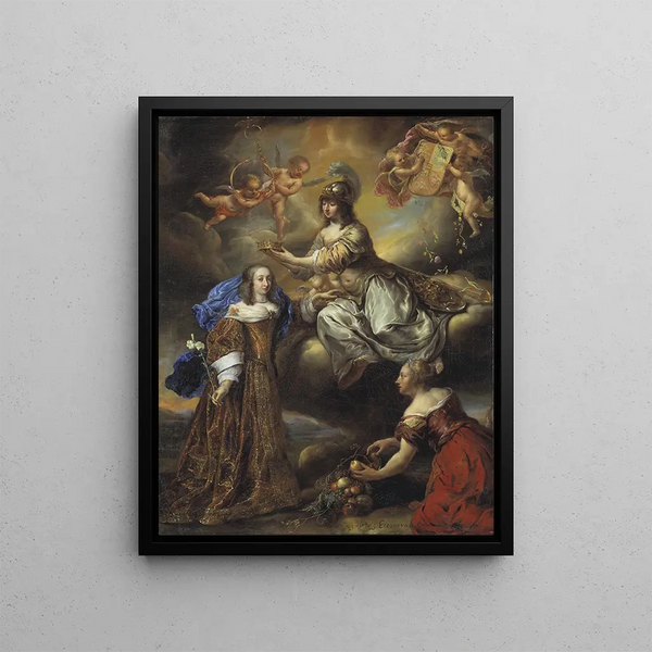 Allégorie d'Éléonore Hedvige 1636-1715 Couronnée par Minerve - Jürgen Ovens — framed artwork on a wall