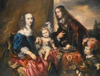 Elegant traditional family portrait identified as that of Colonel John Hutchinson (1616-1664) and his family - Jürgen Ovens — artwork view