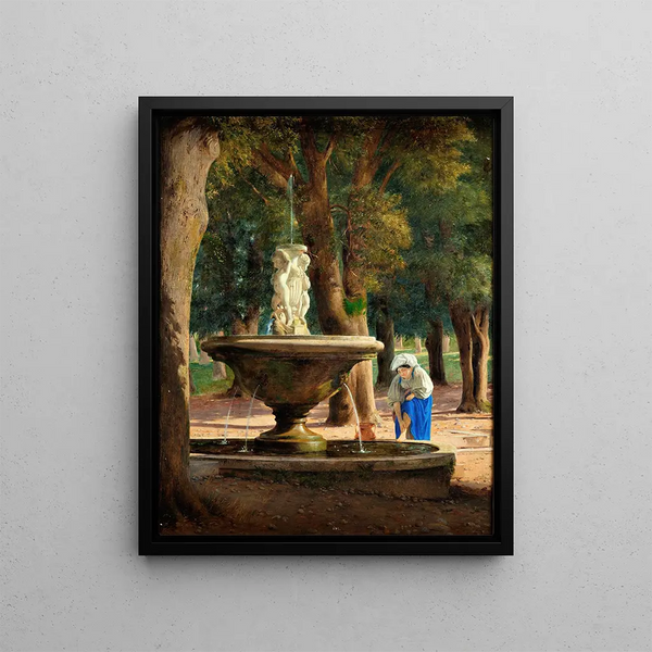 Scene from the Villa Borghese Garden in Rome - Jørgen Roed — framed artwork on a wall