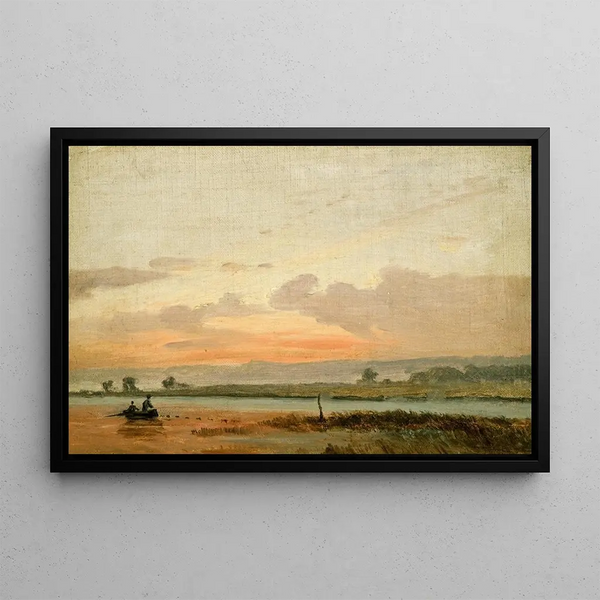 Landscape with Evening Sky - Jørgen Sonne — framed artwork on a wall