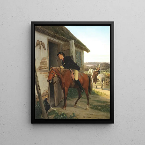 During a Horse Ride, Nglen Goes to the Joint - Jørgen Sonne — framed artwork on a wall