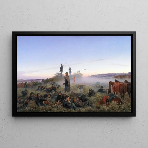 The morning after the Battle of Isted July 25, 1850 - Jørgen Sonne — framed artwork on a wall
