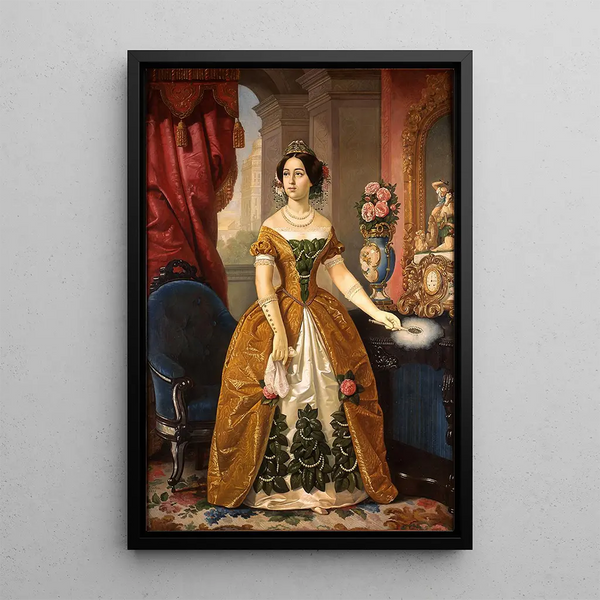 Portrait Painting of Doña Dolores Tosta de Santa Anna - Juan Cordero — framed artwork on a wall