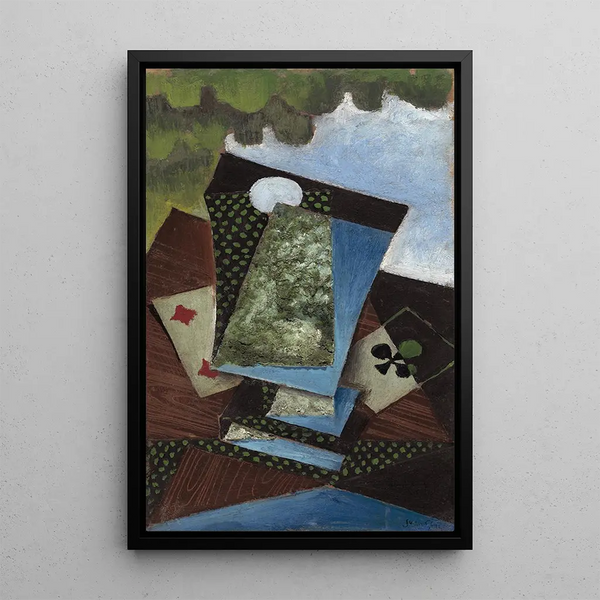 Ace of Clubs and Four of Diamonds - Juan Gris — framed artwork on a wall
