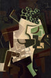 a Compotier on a checkered cloth - Juan Gris — framed artwork on a wall
